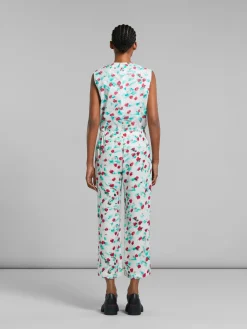 MARNI Pantaloni<PANTALONI IN ENVERS SATIN CON STAMPA REVERIE Bianco, Verde, Fuxia
