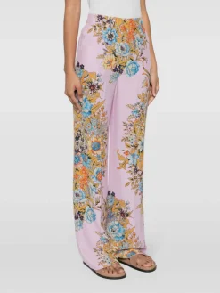 ETRO Pantaloni<PANTALONI IN TWILL STAMPATO Azzurro, Giallo, Marrone, Rosa