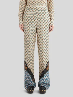 ETRO Pantaloni<PANTALONI PALAZZO FLOREALI Arancione, Azzurro, Beige, Nero