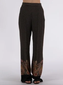 ETRO Pantaloni<PANTALONI PALAZZO IN CRÊPE DE CHINE STAMPATA Beige, Nero, Rosso, Verde, Viola