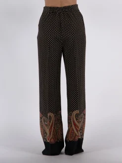 ETRO Pantaloni<PANTALONI PALAZZO IN CRÊPE DE CHINE STAMPATA Beige, Nero, Rosso, Verde, Viola