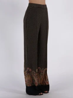 ETRO Pantaloni<PANTALONI PALAZZO IN CRÊPE DE CHINE STAMPATA Beige, Nero, Rosso, Verde, Viola