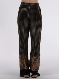 ETRO Pantaloni<PANTALONI PALAZZO IN CRÊPE DE CHINE STAMPATA Beige, Nero, Rosso, Verde, Viola