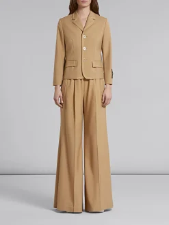 MARNI Pantaloni<PANTALONI SVASATI IN LANA CON LOGO Beige