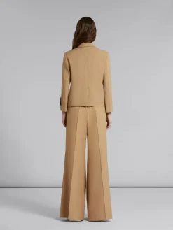 MARNI Pantaloni<PANTALONI SVASATI IN LANA CON LOGO Beige