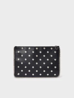 STELLA MCCARTNEY Pochette<POCHETTE CON ZIP E BORCHIE FALABELLA Nero