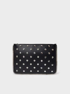 STELLA MCCARTNEY Pochette<POCHETTE CON ZIP E BORCHIE FALABELLA Nero