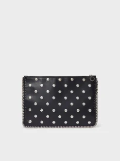 STELLA MCCARTNEY Pochette<POCHETTE CON ZIP E BORCHIE FALABELLA Nero