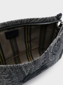 ETRO Beauty|Pochette<POCHETTE L DENIM PAISLEY UNISEX Bianco, Grigio