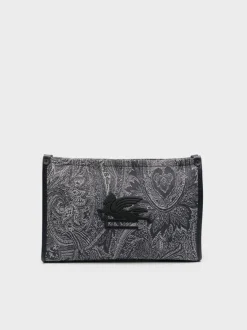 ETRO Beauty|Pochette<POCHETTE L DENIM PAISLEY UNISEX Bianco, Grigio