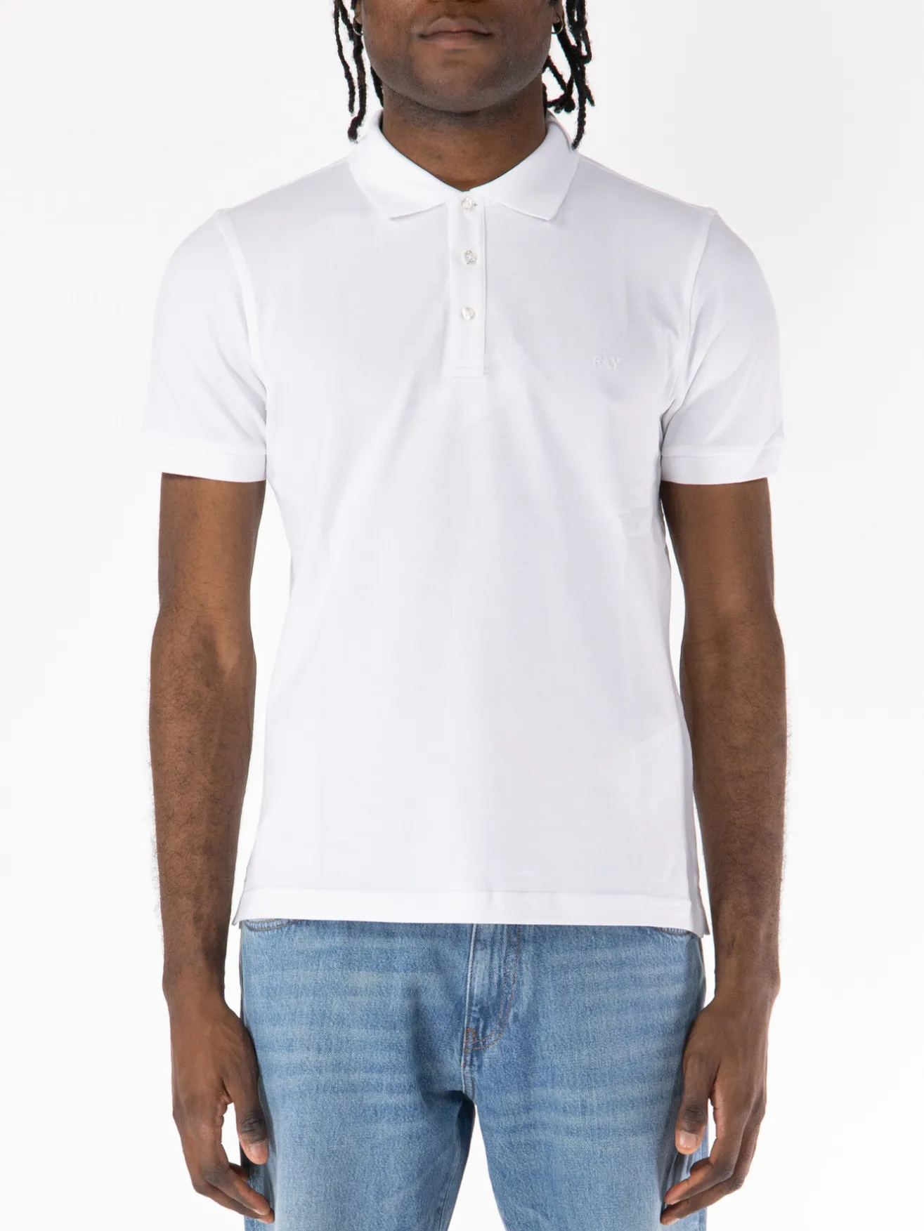 FAY Polo<POLO A MANICA CORTA IN JERSEY MÉLANGE CON COLLO A COSTINE Bianco
