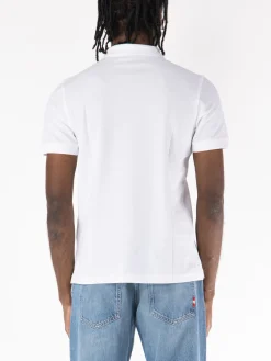 FAY Polo<POLO A MANICA CORTA IN JERSEY MÉLANGE CON COLLO A COSTINE Bianco