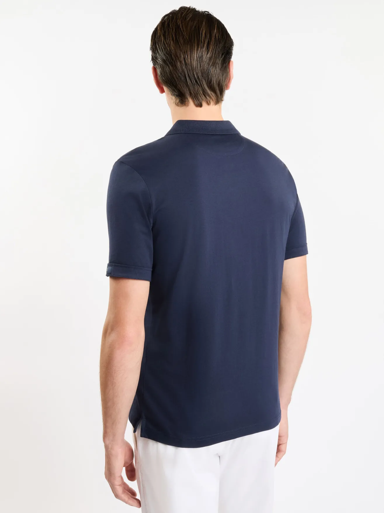 FAY Polo<POLO A MANICA CORTA IN JERSEY MÉLANGE CON COLLO A COSTINE Blu