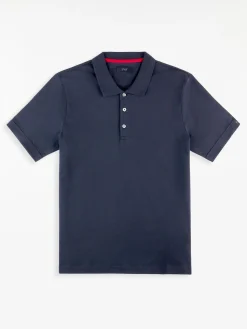 FAY Polo<POLO A MANICA CORTA IN JERSEY MÉLANGE CON COLLO A COSTINE Blu