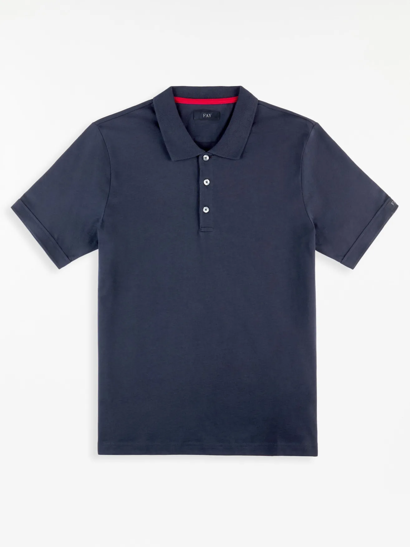 FAY Polo<POLO A MANICA CORTA IN JERSEY MÉLANGE CON COLLO A COSTINE Blu