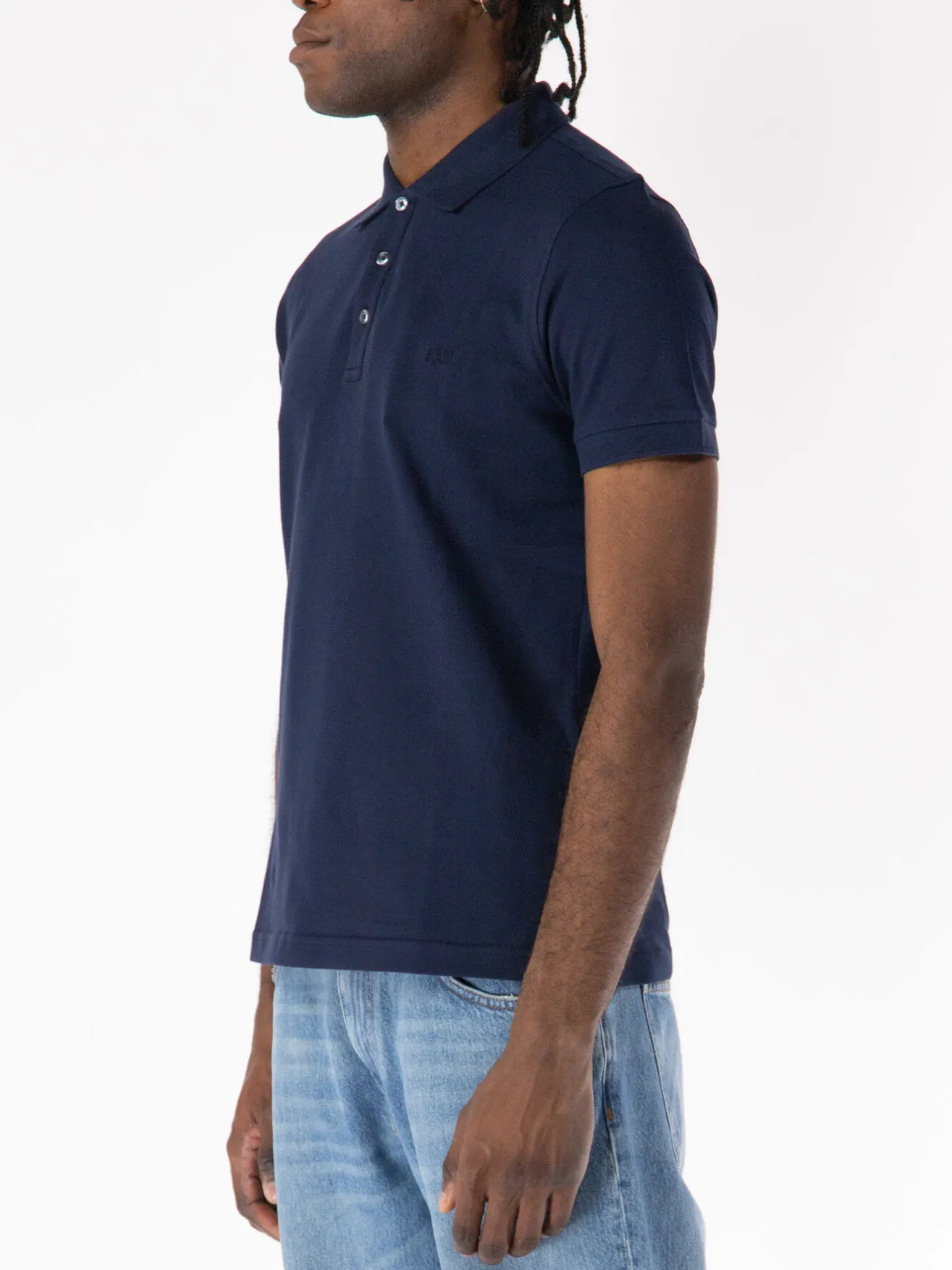 FAY Polo<POLO A MANICA CORTA IN JERSEY MÉLANGE CON COLLO A COSTINE Blu