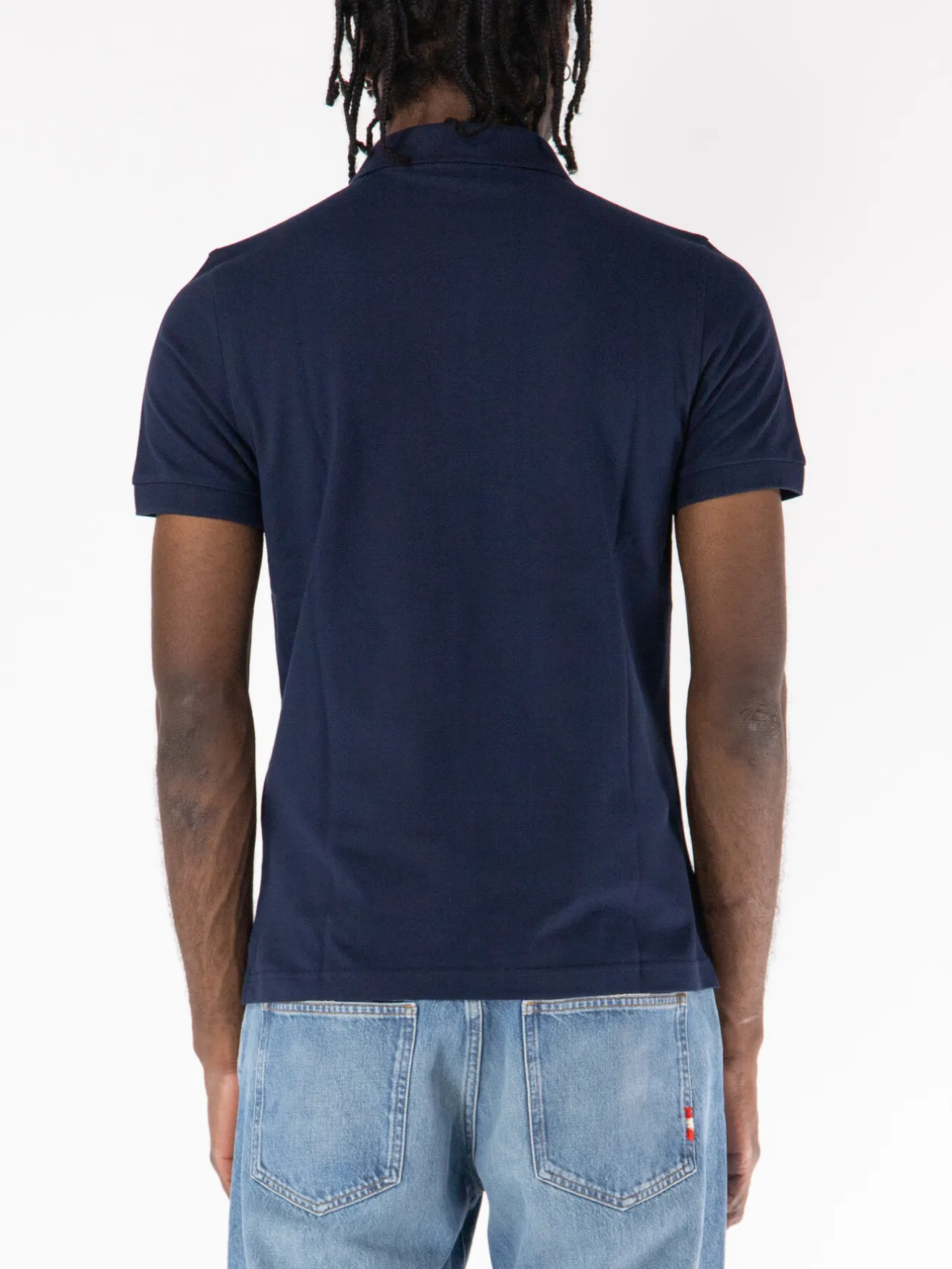 FAY Polo<POLO A MANICA CORTA IN JERSEY MÉLANGE CON COLLO A COSTINE Blu