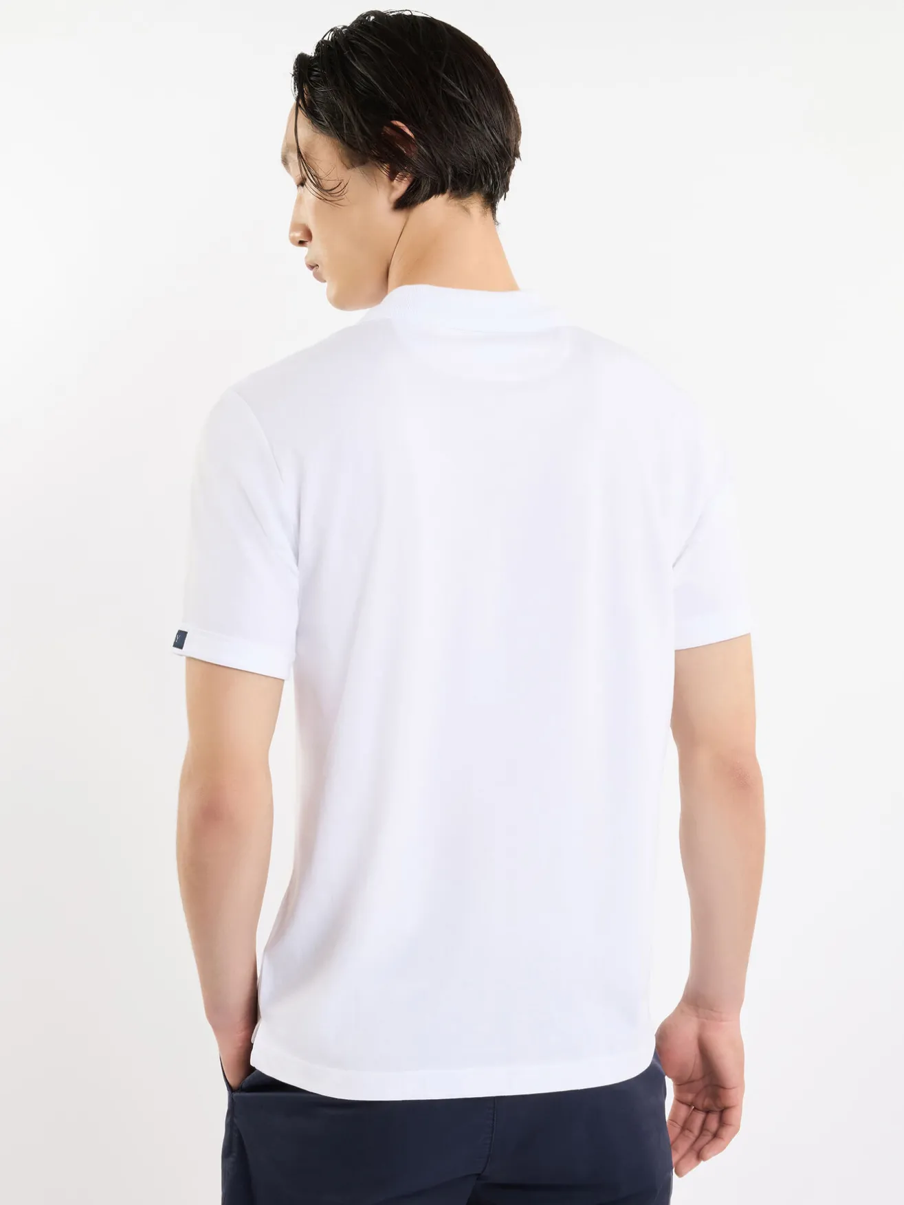 FAY Polo<POLO A MANICA CORTA IN JERSEY MÉLANGE CON COLLO A COSTINE Bianco