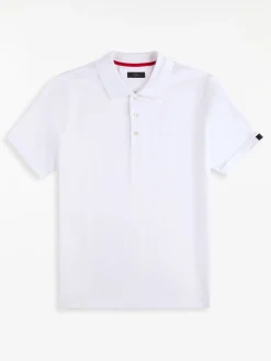 FAY Polo<POLO A MANICA CORTA IN JERSEY MÉLANGE CON COLLO A COSTINE Bianco