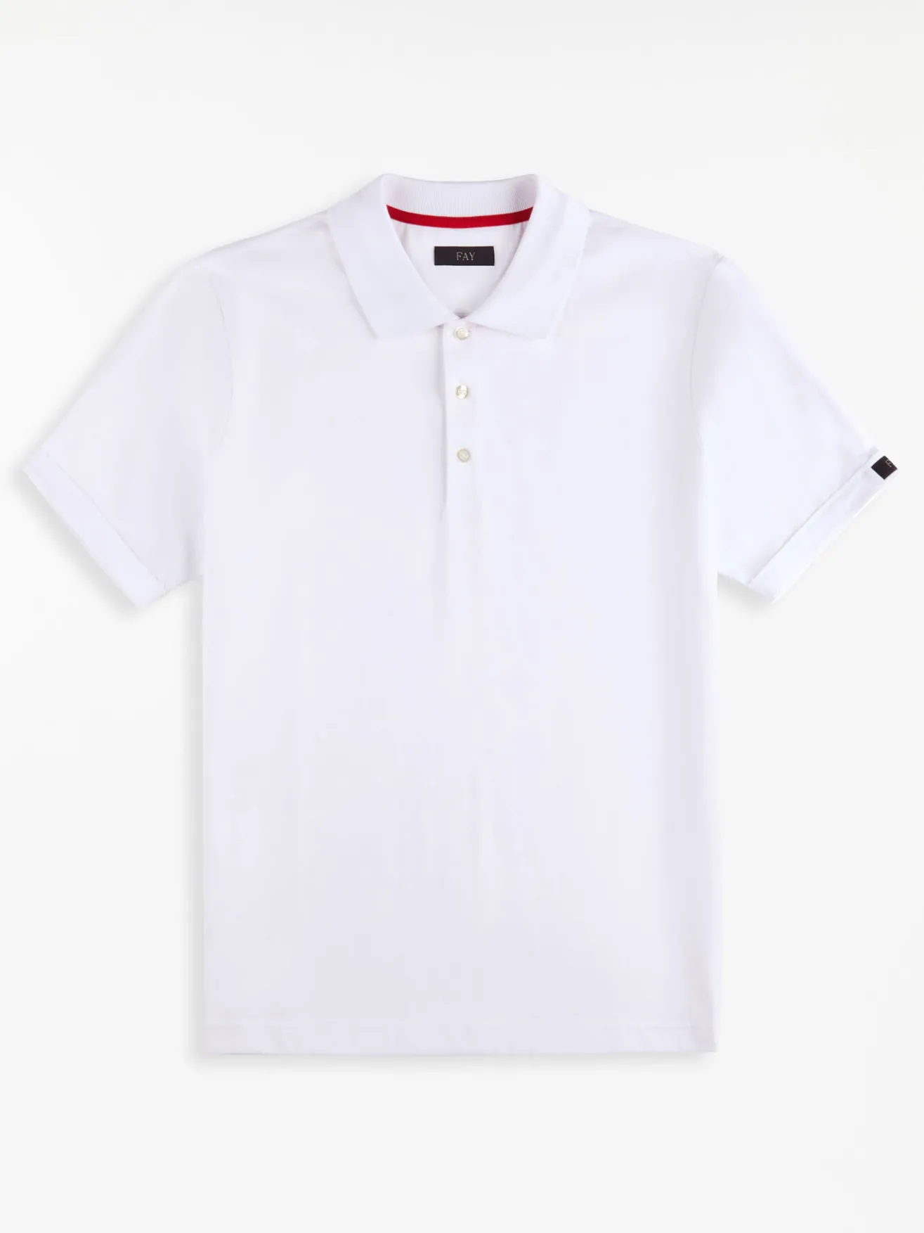 FAY Polo<POLO A MANICA CORTA IN JERSEY MÉLANGE CON COLLO A COSTINE Bianco