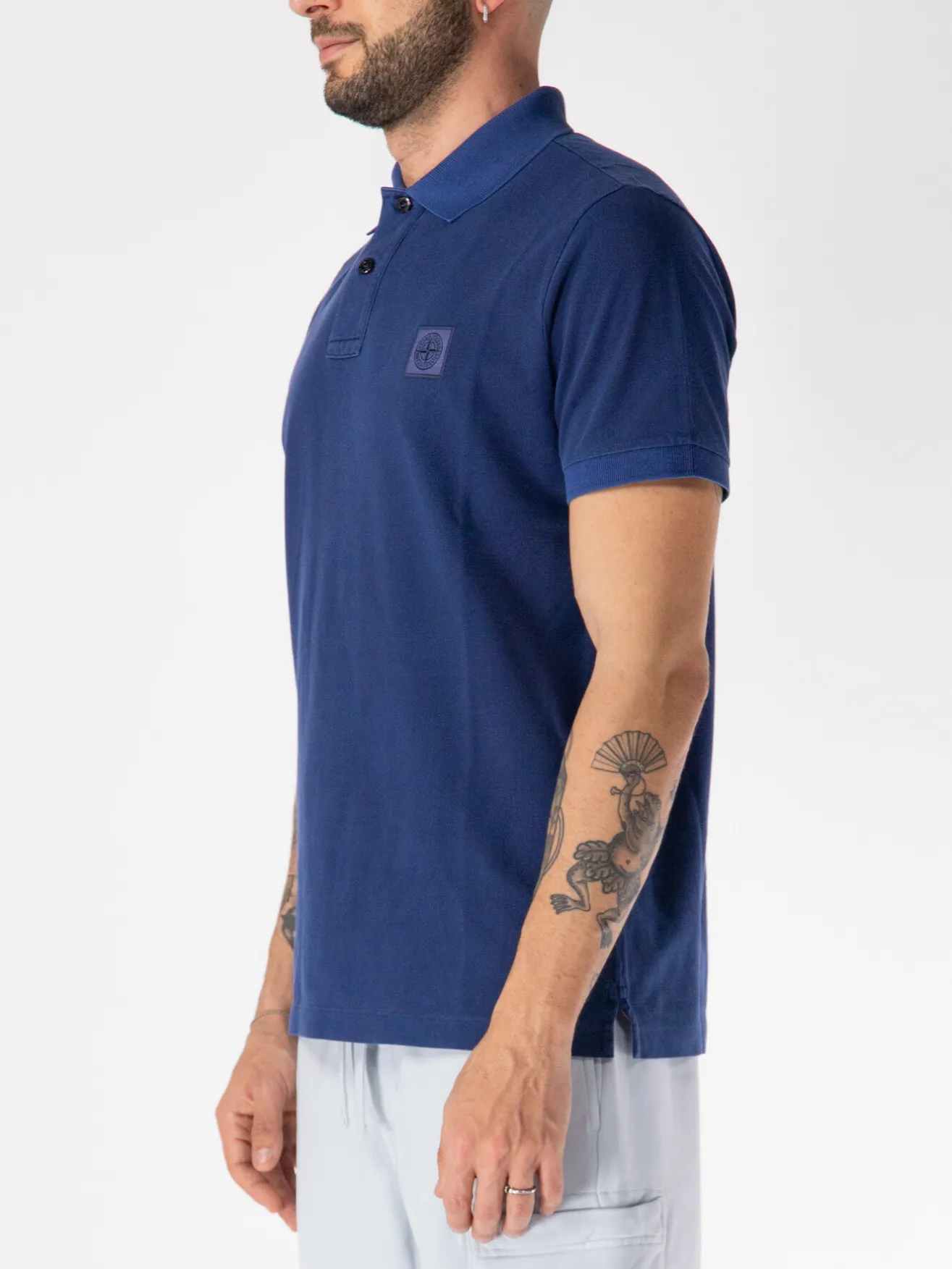 STONE ISLAND Polo<POLO A MANICE CORTE CON PATCH LOGO Blu