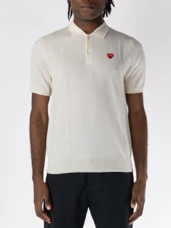 COMME DES GARCONS PLAY Polo|Polo<POLO A MANICHE CORTE CON LOGO UNISEX Bianco