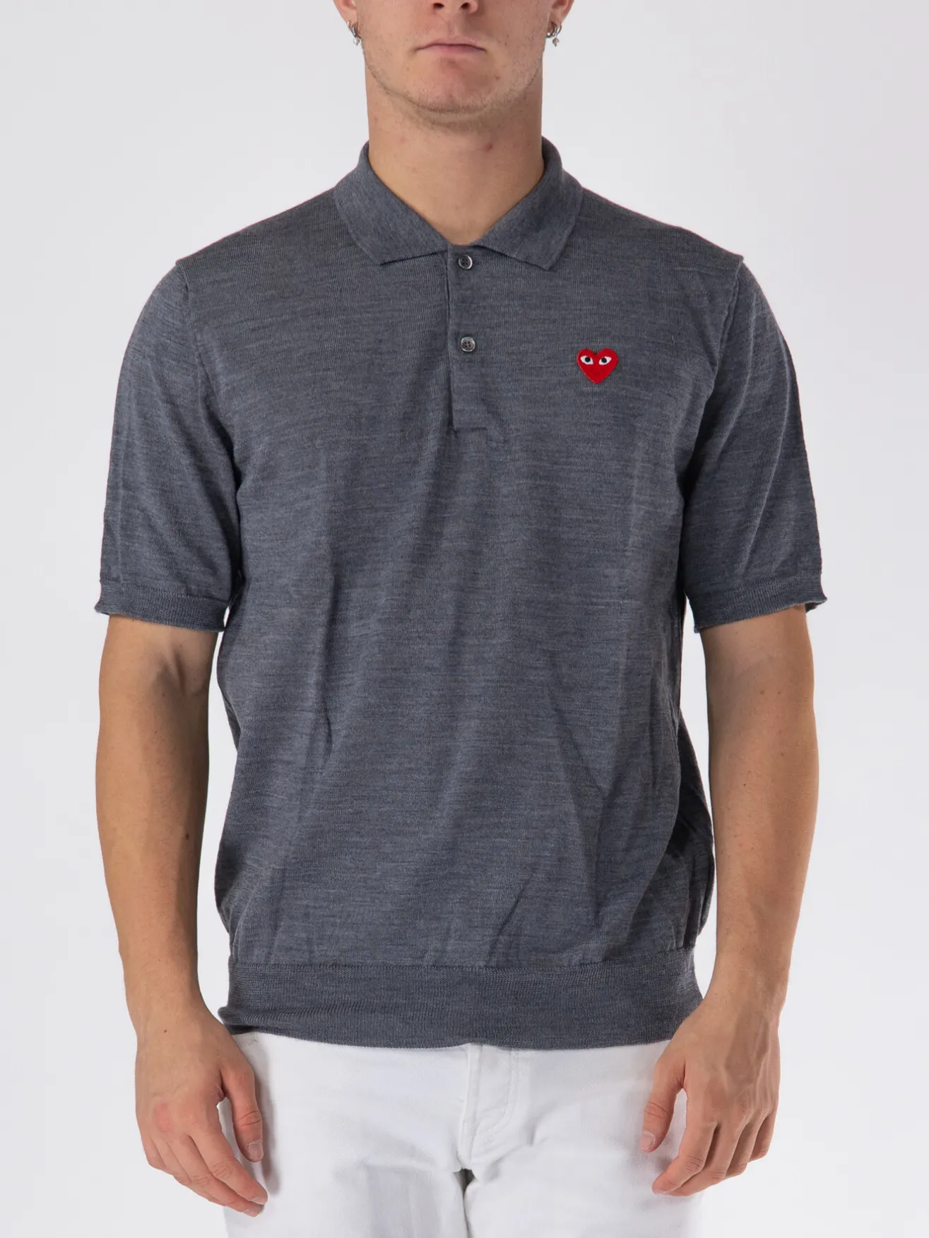 COMME DES GARCONS PLAY Polo|Polo<POLO A MANICHE CORTE CON LOGO UNISEX Bianco, Grigio, Nero, Rosso