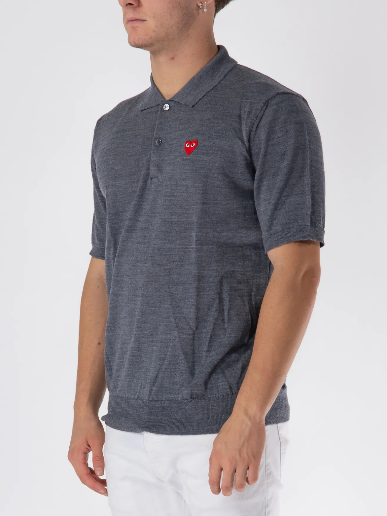 COMME DES GARCONS PLAY Polo|Polo<POLO A MANICHE CORTE CON LOGO UNISEX Bianco, Grigio, Nero, Rosso