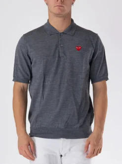 COMME DES GARCONS PLAY Polo|Polo<POLO A MANICHE CORTE CON LOGO UNISEX Bianco, Grigio, Nero, Rosso