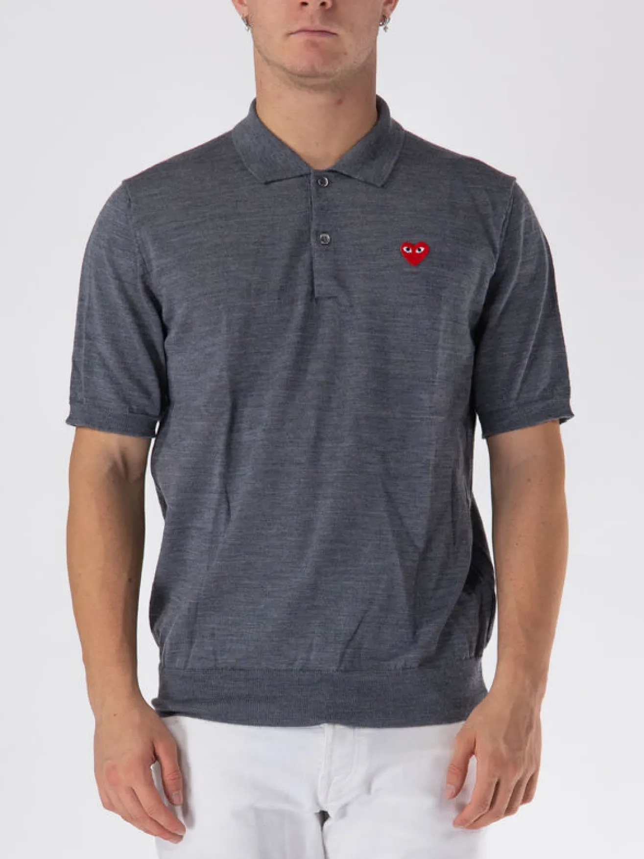 COMME DES GARCONS PLAY Polo|Polo<POLO A MANICHE CORTE CON LOGO UNISEX Bianco, Grigio, Nero, Rosso