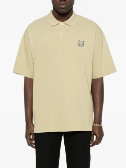 MAISON KITSUNE Polo<POLO BOLD FOX HEAD PATCH OVERSIZE Beige