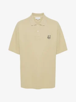 MAISON KITSUNE Polo<POLO BOLD FOX HEAD PATCH OVERSIZE Beige