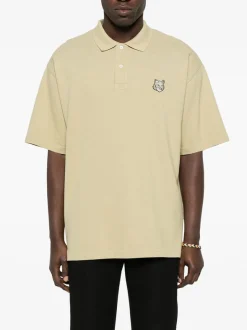 MAISON KITSUNE Polo<POLO BOLD FOX HEAD PATCH OVERSIZE Beige