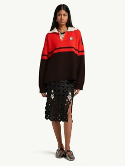 WALES BONNER Polo<POLO CALM Beige, Nero, Rosso