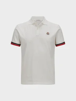 MONCLER Polo<POLO IN COTONE PIQUET CON FINITURE TRICOLORE Bianco, Nero, Rosso