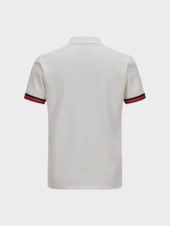 MONCLER Polo<POLO IN COTONE PIQUET CON FINITURE TRICOLORE Bianco, Nero, Rosso