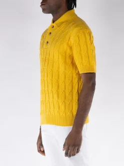 DROLE DE MONSIEUR Polo<POLO IN MAGLIA TRECCIATO Giallo
