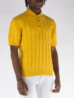 DROLE DE MONSIEUR Polo<POLO IN MAGLIA TRECCIATO Giallo