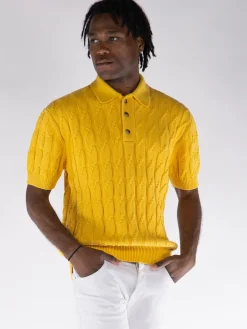 DROLE DE MONSIEUR Polo<POLO IN MAGLIA TRECCIATO Giallo