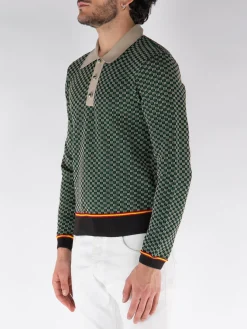 WALES BONNER Polo<POLO IN MAGLIA VALLEY Beige, Verde