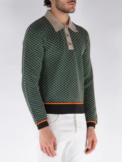 WALES BONNER Polo<POLO IN MAGLIA VALLEY Beige, Verde