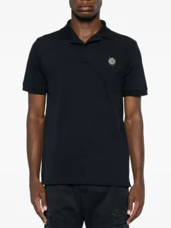 STONE ISLAND Polo<POLO IN PIQUET CON PATCH LOGO Blu