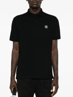 STONE ISLAND Polo<POLO IN PIQUET CON PATCH LOGO Nero