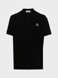 STONE ISLAND Polo<POLO IN PIQUET CON PATCH LOGO Nero