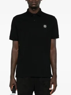 STONE ISLAND Polo<POLO IN PIQUET CON PATCH LOGO Nero
