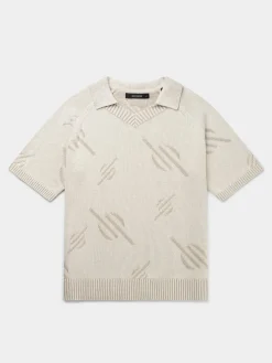 DAILY PAPER Polo<POLO KNIT MONOGRAM Bianco