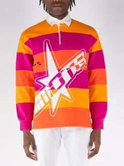 MEMBERS OF THE RAGE Polo<POLO L/S MOTR Arancione, Bianco, Fuxia