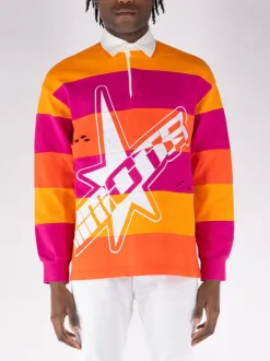MEMBERS OF THE RAGE Polo<POLO L/S MOTR Arancione, Bianco, Fuxia