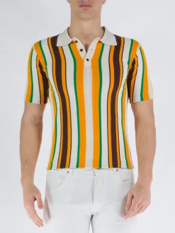 WALES BONNER Polo<POLO OPTIMIST Arancione, Bianco, Marrone, Verde