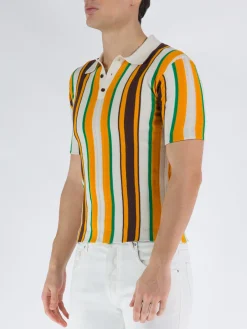 WALES BONNER Polo<POLO OPTIMIST Arancione, Bianco, Marrone, Verde